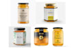 do modern jar, peanut, honey, spread jam bottle label design