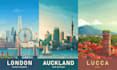 city skyline poster or famous landmarks illustration
