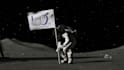 make astronaut moon flag logo reveal animation