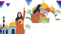 do islamic muslim illustration, flat islamic graphic for islamic children book