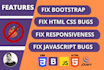 do html css bug fixing, fix js, fix responsive issue