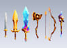 design creative concept art of weapons and items
