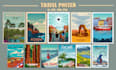 design vintage, retro, and modern travel posters