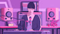 create lofi loop animation illustration and animated gif