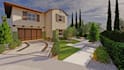 design front garden, backyard, swimming pool, villa landscape