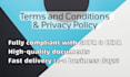 write a quality privacy policy, terms and conditions