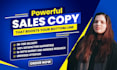 write sales copy for your sales page, landing page and website