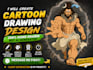 draw cartoon character design for t shirt and merch print