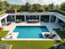 design your backyard with pool, patio, landscape, pavilion