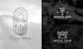 do modern line art text or badge logo design