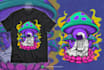 illustrated simple trippy psychedelic t shirt design