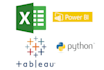 data cleaning and visualization in python, tableau, power bi, excel and alteryx