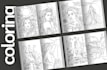 create coloring illustrations, mindfulness, celestial or botanical drawings