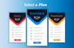 design pricing table, pricing list, comparison chart