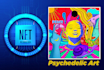 create uniques avatar, psychedelic art style nft collection you can sell