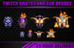 design cute custom twitch emotes, twitch sub badges, badges