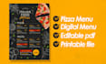 design digital food menu, burger flyer, poster, pizza, hotel menu