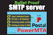 build super SMTP server with mailwizz powermta or postal for unlimited campaign