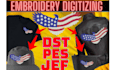 embroidery digitizing logo, convert to dst, jef, pes file, embroidery design