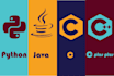 write python, c, c plus plus, java codes for you