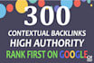 do 300 contextual SEO dofollow backlinks white hat