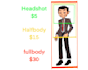 make cartoon character, manga, and avatar illustration