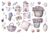 draw watercolor clip art, set of illustrations