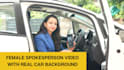 create female spokesperson video with real car background