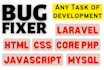 fix laravel, php, mysql, html, css, js bugs
