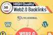 create 25 high quality web 20 backlinks