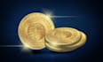 design coin logo, bitcoin, metallic crypto company tokens
