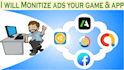 integrate ads on your  libgdx, android, unity games, or app