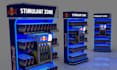 do 3d retail display, product display, and posm gondola stand design