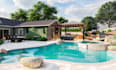 render realistic 3d backyard landscape design renovation garden pool patio deck