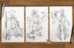 draw your characters in clean pencil sketch