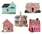 create cute home portrait and building illustrations