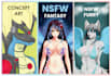 draw nsfw, sfw anime cartoon characters and fan art