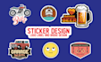 create custom sticker, sticker pack, logo and die cut sticker design