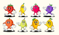 draw cute fruits character with cartoon style