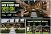 design front yard backyard patio and garden landscape with 3d rendering