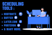 create and schedule posts via hootsuite, buffer, later, etc