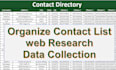 merge, split, clean up CSV, linkedin research, copy paste, excel data entry