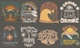 draw surf style, tropical style, vintage, artwork, for t shirt and merchandise