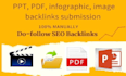 do PPT, PDF, infographic, image backlinks submission for your website to rank