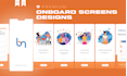 do modern app icon design, splash screen and onboard screen designs