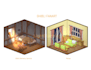 draw 2d isometric room or house