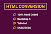 convert your PSD xd figma to HTML CSS bootstrap
