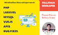 fix errors bugs in html, css, bootstrap, js, jquery, laravel, php, mysql, vuejs