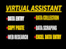do data entry, web research, data collection and data scraping