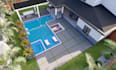 design 3d backyard, landscape, garden,pool,patio,deck design